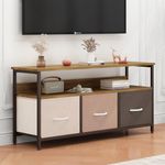 Amazon Brand – Umi Fabric Drawer Storage Organizer, Dresser Storage Organizer, Easy Pull Fabric Bins, Wardrobe Storage Organizer With Metal Frame Wood Top For Clothing Closet for Living Room (TVU-011)