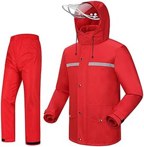 iCreek Rain Suit Waterproof Jacket and Trouser Suit Raincoat for Men and Women Outdoor All-Sport Breathable Anti-storm, Red, Large