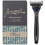 Jeremy's Razors 5-Blade Precision 5 Razor for Men with Precision Trimmer, Handle, & 1 Cartridge, 2 Piece Set