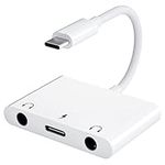 UWECAN USB C to 3.5mm Audio Adapter, 3 in 1 Aux to USB C Headphone Splitter Dual 3.5mm Audio Jack and PD 60W Fast Charging, Compatible for iPad Pro,Galaxy S22 S21 S20/Note 20,Pixel 4 3 XL,Huawei,etc