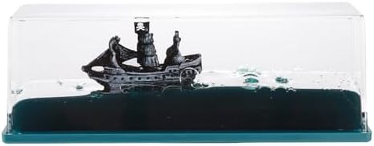 Unsinkable Ship Desktop Ornaments, One Piece Ship in a Box, Floating Black Pearl Boat Ornament, Fluid Wavy Unsinkable Ship Decor for Car Paperweight Desk Toy Gifts Model Home Decor