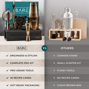 Bare Barrel 14-Piece Cocktail Shaker Set – Bartender Kit with Accessories