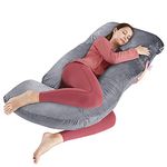 Wndy's Dream Pregnancy Pillow with Grey Velvet Cover, J Shaped Full Body Support Pillow for Sleeping Well,with Removable Washable Pillowcase