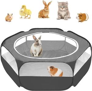 Amakunft Guinea Pig Playpen with Cover, Hamster Playpen with Top, Rabbit Pop Up Playpen with Roof, Small Animal Play Pen Indoor, for Ferret/ Chinchilla/ Bearded Dragon/ Rat/ Kitten (Black)