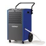 COSTWAY 73L/Day Commercial Dehumidifier, Industrial Electric Dehumidifiers with 24H Timer, Drain Hose, Auto Defrost, Temperature Protection & Humidity Control for Spaces up to 695m² (Blue)