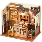 Rolife Dollhouses Becka's Baking House Miniature Wooden Doll House Kit with Furniture Wooden Building Kits with LED Lights for Girls and Women