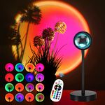 Sunset Lamp Projection, 16 Colors Sunset Lamp Multiple Colors with Remote Control, 360 Degree Rotation LED Sunset Projection Lamp Night Light with Fade Mode for Photography/Party/Home/Decor