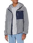 Tommy Hilfiger Men's Hooded Performance Fleece Jacket, Light Grey/Navy Mixed Media, L