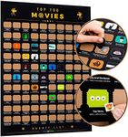 Atlas & Green Top 100 Movies Scratch Off Poster | Selected IMDB Top 100 Movies Poster + BONUS Accessories: Gift Tube & Movie Posters Stickers | 100 Movies Scratch Off Poster