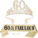 60th Birthday Decorations, 60th Birthday Sash and Tiara for Women, Happy 60th Birthday Decorations for Women, 60 and Fabulous Birthday Decorations, 60 Birthday Decorations Birthday Crown for Women