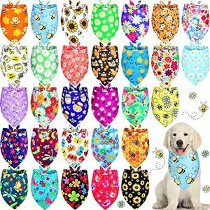 Eccliy 30 Pack Summer Flower Dog Bandanas Bulk for Dogs Soft Triangle Dog Scarfs Polyester Bandana Pet Costume Cute Scarf Bibs with Flowers Patterns for Small Medium Large Dogs(Flower,Medium)