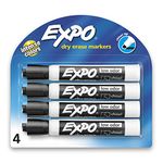 Expo Low Odor Chisel Tip Dry Erase Markers, 4 Black Markers (80661)