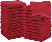 Utopia Towels - Cotton Washcloths Set - 30 x 30 cm, White - 100% Ring Spun Cotton, Premium Quality Flannel Face Cloths, Highly Absorbent and Soft Feel Fingertip Towels (24-Pack, Red)