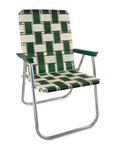 Lawn Chair USA | Folding Aluminum Webbed Chair for Camping, Sports, and Beach | Classic - Charleston with Green Arms