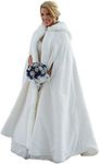 Fuomomo Womens Winter Robes Hooded Bride Capes with Armhole Wedding Cape Wraps Warm Cloak for Bride White