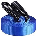 Cartman 2" x 20' Tow Belt Heavy Duty 10,000Lbs Tow Strap Off Road Towing Rope with Reinforced Loops for Recovery Vehicles