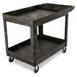 Rubbermaid Commercial Products FG452089BLA Heavy-Duty Utility Cart, Lipped Shelves with Casters, 2-Shelf, Medium, Black