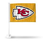 Rico Industries NFL Kansas City Chiefs Gold Double Sided Car Flag Double Sided Car Flag - 16" x 19" - Strong Pole That Hooks onto Car/Truck/Automobile