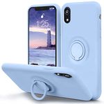 MOCCA for iPhone XR case with Ring Kickstand | Super Soft Microfiber Lining | Anti-Scratch Full-Body Shockproof Protective Silicone Case for iPhone XR 6.1 inch - Light Blue