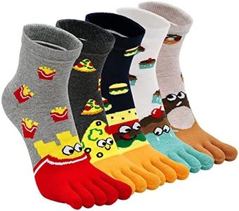 CaiDieNu Women's Animal Toe Socks - Cotton Five Finger Colorful Funny Casual Crew Socks for Ladies
