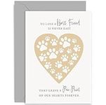 Old English Co. Sympathy Cards - Thinking of You Card - Loss of Dog, Cat, Pet - Pet Death Condolences Card - Deepest Sympathy Sorry For Your Loss Card, Paw Print on Heart Forever Quote | Blank Inside