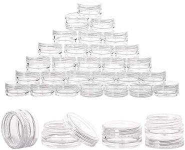 BTYMS 50 Pieces Clear Plastic Cosmetic Containers with Lids Refillable Sample Jars- 5 Gram