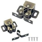 Door Catches,10pcs Double Roller Cupboard Door Latch Hardware,Bronze Plated Roller Cabinet Catch with Screws for Wardrobe,Home Furniture