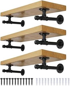 AddGrace 6 Pack Pipe Shelf Brackets 6 inches, DIY Industrial Floating Shelf Brackets Heavy Duty, Decorative Vintage Look Rustic Shelf Brackets, Wall Mounted Anti-Rust Shelf Supports