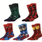 Generic FIVE Pairs of Superhero/Superhero Socks in a Box UK Adult SZ 8-11 5 Pairs of Dad/Father Gift for Super Dad