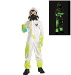 Amscan Glow In The Dark Hazmat Costume Kit- Medium (8-10) | White and Neon Green- Pack of 1