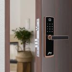 Godrej Smart Lock I Catus Touch Plus I Digital Lock for Wooden Door I 4 in 1 Access I Fingerprint I RFID I PIN Access I Mechanical Key I 3 Strong Locking Dead Bolts I Rose Gold Finish I 3 Yr Warranty