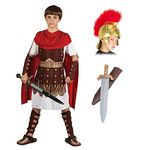 A2ZFD Boys Roman Centurion Gladiator Sparticus Fancy Dress COSTUME + ROMAN HELMET (FABRIC) + SWORD - Size: 11 - 13 years