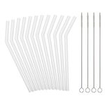 Reusable Clear Silicone Straws for Toddlers & Kids - 12 pcs Flexible Short Drink 6.7" Straws for 6-12 oz Yeti/Rtic/Ozark Tumblers & 4 Cleaning Brushes - BPA Free, Eco-Friendly,no Rubber Tast