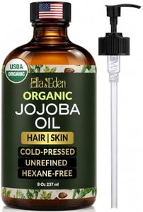 Ella & Eden 8 Oz Organic Jojoba Oil For Hair – USDA Certified, 100% Pure Cold-Pressed & Unrefined Moisturizer for Hair, Skin, Face & Nails, Hexane-Free Carrier Oil - Food Grade Plastic Bottle