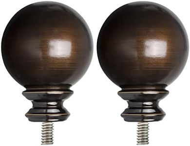 KAMANINA Round Replacement Finials for 1 and 7/8 Inch Curtain rods, M6 Screw Rod Finials, Set of 2, Bronze