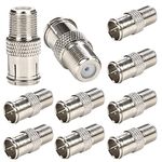 Trisewenic Coaxial Cable Push On Quick Connector Adapter, Full Copper F-Type Male to Female Push On Coax Extender Connector for RG6 Coaxial Cable, RV, Satellite Dish (Pack of 10)