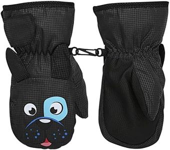 MoKo Toddler Mittens, Ski Kids Mittens, Waterproof & Windproof Mittens for Girls Boys, Thermal Warm Fleece Winter Snow Gloves for Kids, Fits 1-3 Years, Black