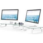 Dual Monitor Stand, Computer Monitor Stand, Desktop Organizer, Monitor Stand Riser for PC, Computer, Laptop Clear HD02T-301