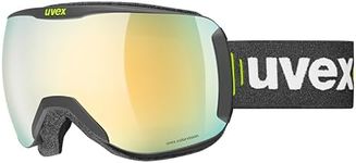uvex Downhill 2100 CV - Ski Goggle for Men and Women - Contrast Enhancing - No Distortion & Anti-Fog Coating - Black Matt/Gold-Green - One Size