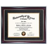 GraduationMall 8.5x11 Diploma Frame with Black over Gold Mat or Display 11x14 Document without Mat, UV Protection Acrylic, Mahogany with Gold Beads