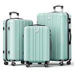 Strenforce 3 Piece Set Suitcase Spinner Wheels ABS Lightweight Luggage Sets with TSA Lock,Mint Green