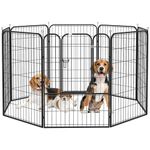 PawHut Dog Playpen, Heavy-Duty Metal Puppy Play Pen, Pet Exercise Fences for Outside and Indoor, DIY Design with Door for Multiple Dogs, 8 Panels, 39''H