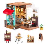 Rolife DIY Miniature Dollhouse Kit Coffee House Wooden Mini House Crafts DIY Model Kits Christmas Birthday Gifts for Boys Girls Women Friends (Simon's Coffee)