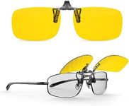 Goiteia Polarised Flip up Clip on Night Driving Glasses Anti Headlight Glare for Men Women,Effectively Minimize Glare from Oncoming Headlights,High Definition Vision(57 * 36mm)