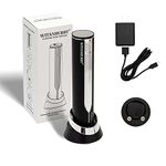 WITANHURST Electric Wine Opener Kit, Battery Operated Wine Bottle Opener with Foil Cutter and Charging Stand, Rechargeable Corkscrew (Silver)