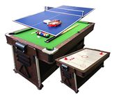 4 in 1-7Ft Green Pool Table + Tennis Table Tennis + Air Hockey + Dinner Table