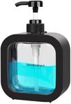 Richenda Hand Soap Dispenser Bathroom, Modern Dish Soap Dispenser for Kitchen Sink, Small Plastic Soap Dispenser for Body Wash, Shampoo, Hand Sanitizer, Lotion Dispenser-300ml - Black