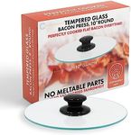 Northwest Enterprises Bacon Press, Round Tempered Glass Bacon Press and Splatter Shield, Perfectly Cooked Flat Bacon Every time! (10 Inch)