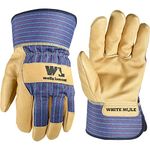 Wells Lamont Men's White Mule Heavy Duty Work Gloves with Leather Palm, Large (3300L)