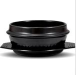 Authentic Korean Clay Pot, Korean Cooking Pot, Korean Stone Sizzling Hotpot Bowl, Traditional Cooking Made Easy. Premium Ceramic Pot (Free Premium Tray, 500Ml, No Lid) Heat Proof Trivet (Small, Black)